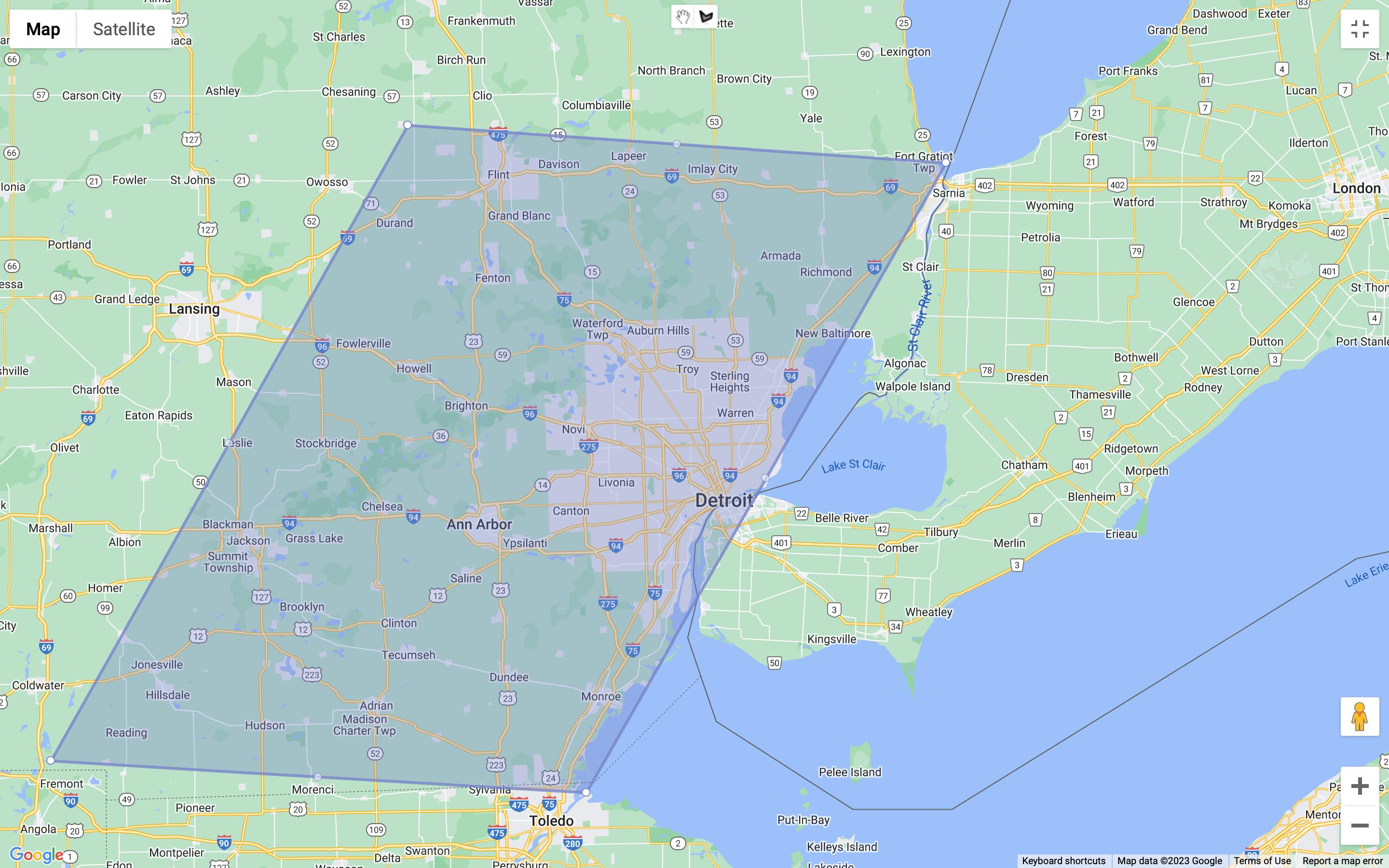 Detroit Area Territory Map