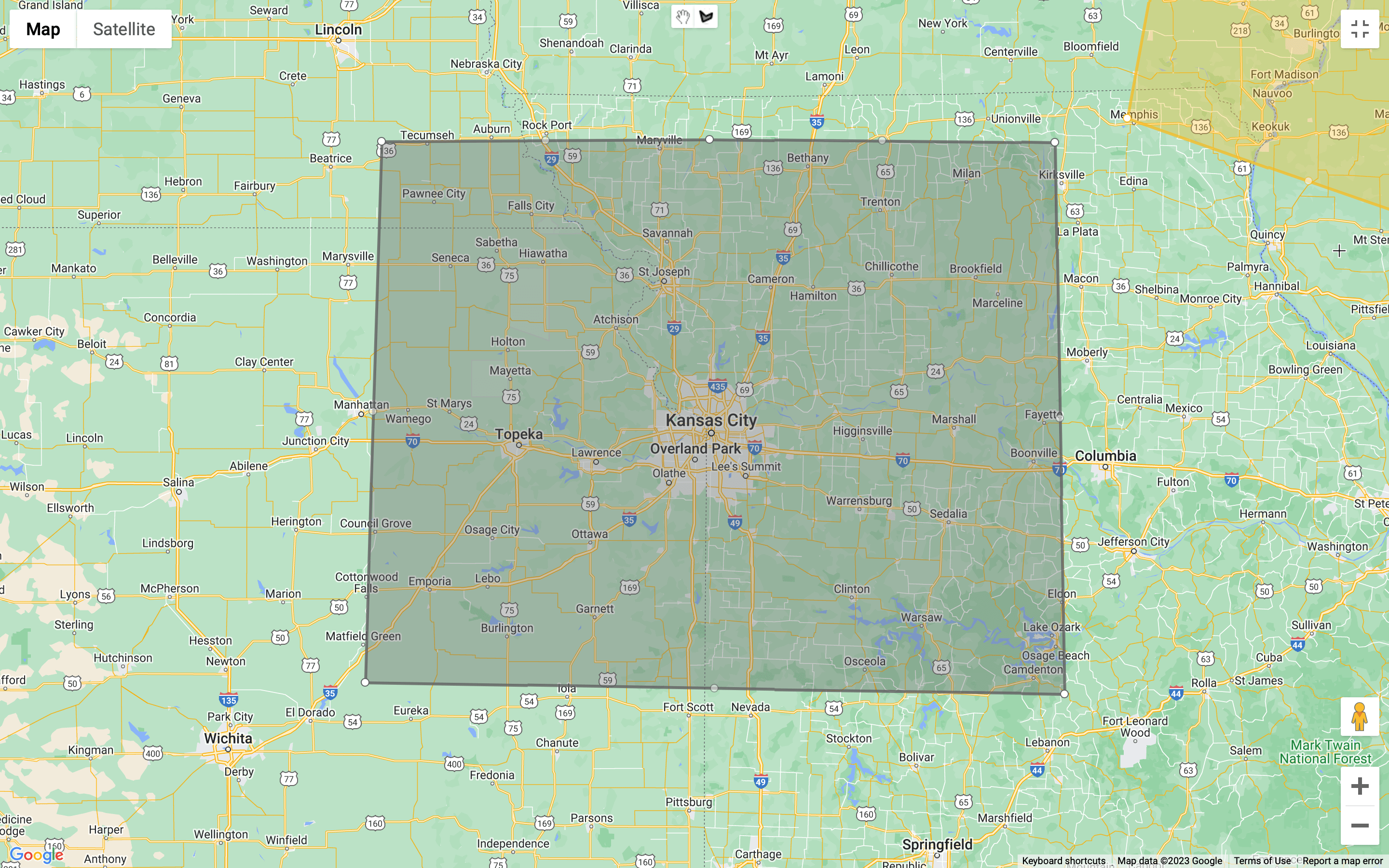 Kansas City Territory Map